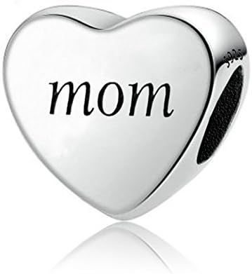 You Raise Me Up Mom 925 Sterling Silver Heart Charms for Bracelet Mother Christmas Gift from Daughter Son Jewelry