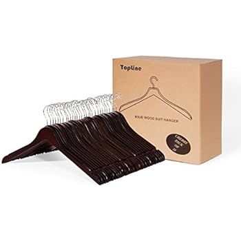 Topline Classic Wood Shirt Hangers - Cherry Finish (30 Pack)