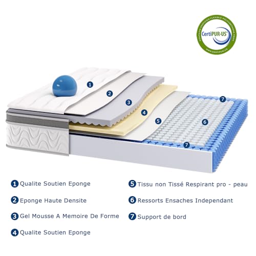 Suilong Mattress 90 x 190, 30 cm Thick Mattress with Independent Pocket Springs and Memory Foam, Hybrid Mattress 7 Support Zones, Breathable, Oeko-Tex Certified