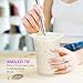 Set of 2 Stainless Steel Boba Straws with Cleaning Brush & Angled-Tip Straws with Carry Bag by Teivio, Wide Bubble Tea & Smoothie Straw with Silicone Tips, 12mm/0.5