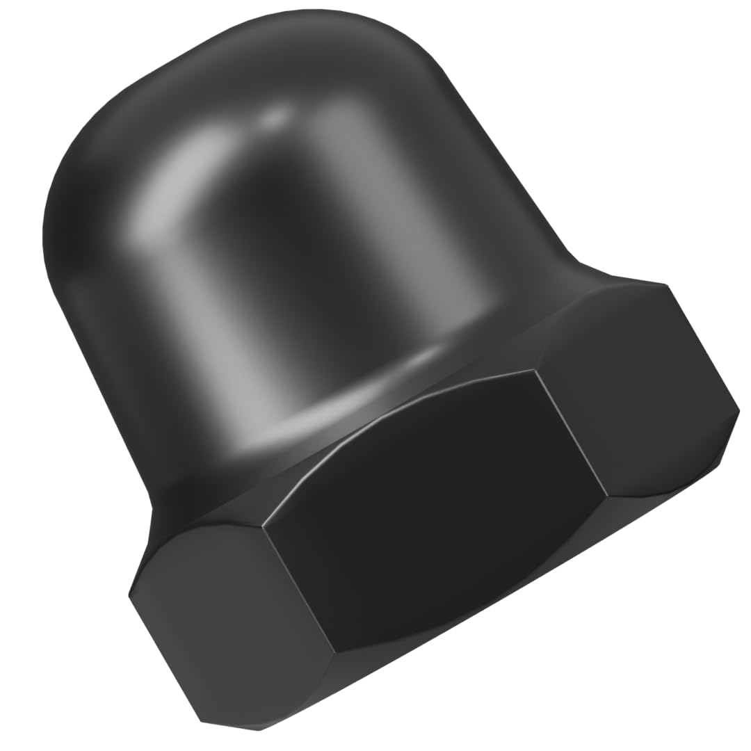 M10 (10mm) Hexagon Domed Cap Nuts Fit Screws Bolts Black Zinc Flake DIN 1587 (Pack of 20) N06B