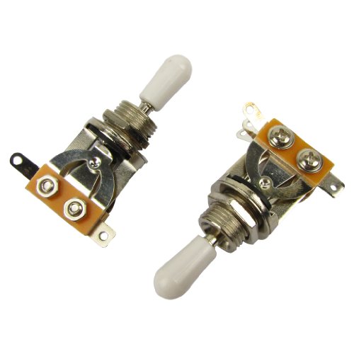 Musiclily 3 Way Guitar Chrome Switch Pickup Selector Toggle Switch knob, White Tip(Pack of 2)