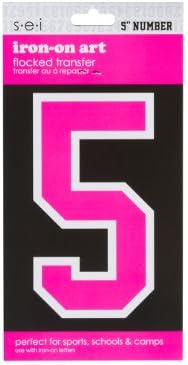 Sew Easy Industries 1-Sheet Number Transfer, 5 by 3-Inch, Number 5, Neon Pink
