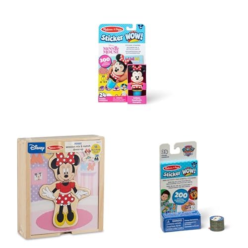 Melissa & Doug Disney Bundle: Minnie Mouse Sticker Wow! Activity Pad (300 Stickers), 18-Piece Dress-Up Puzzle & PAW Patrol Mini Activity Pad (200+ Refill Stickers)