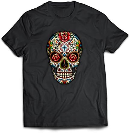 Phantasmic Arts Women's T-Shirt Tee Sugar Skull Candy (Large, Black)