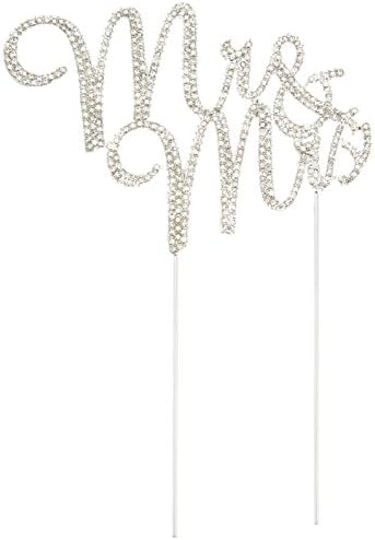 Cutie Made Mr. & Mrs. Sparkling Rhinestone Cake Topper, Silver
