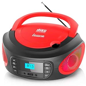 Lauson LLB996 Draagbare CD-Speler Multicolor LED-Verlichting, Digitale FM-Radio en LCD-Scherm | USB-Speler Speelt MP3…