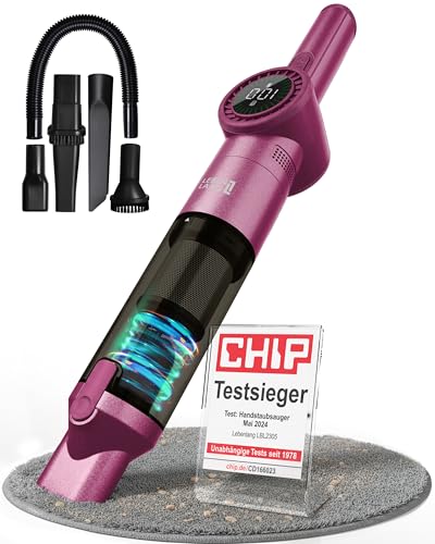 LEBENLANG Handstaubsauger Akku TESTSIEGER - Dual-Filter & Li-Ion & 17000PA