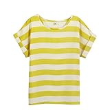 ROPALIA Stylish Women Striped Chiffon Tops Short Sleeve Round Neck T-Shirt Tee