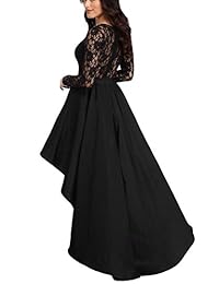 Bdcoco vestido de cóctel de manga larga con encaje vintage para mujer