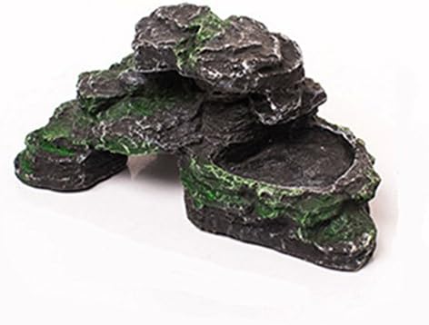 YiyuanSupermarket Turtle Dock Stumps Shale Step Ledge and Cave Hide-Out Medium Aquarium Decoration Resin (O)