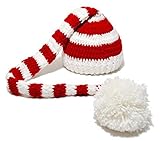 Baby Christmas Crochet ELF Long Tail Pom-pom Photo Prop Hat Party Costume (A)