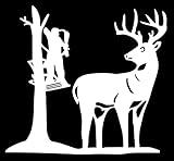 Tree Stand Bow Hunting Vinyl Decal Sticker|Cars Trucks Vans Walls Laptops|WHITE|5.5 In|KCD578