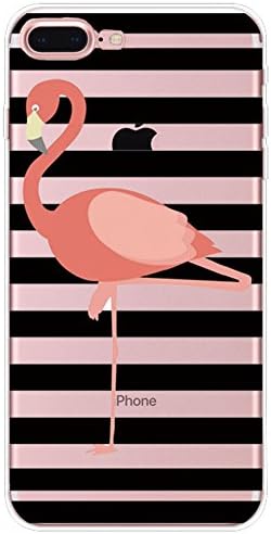 iPhone 7 Plus Case, FrontSun Cute Flamingo Clear Design Printed Transparent Plastic Back Case with TPU Protective Phone Case Cover for Apple iPhone 7 Plus (5.5 Inch)