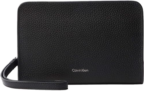 Uomo Beauty Case Foil Emboss Pouch con Cinturino, Nero (Black), Taglia Unica