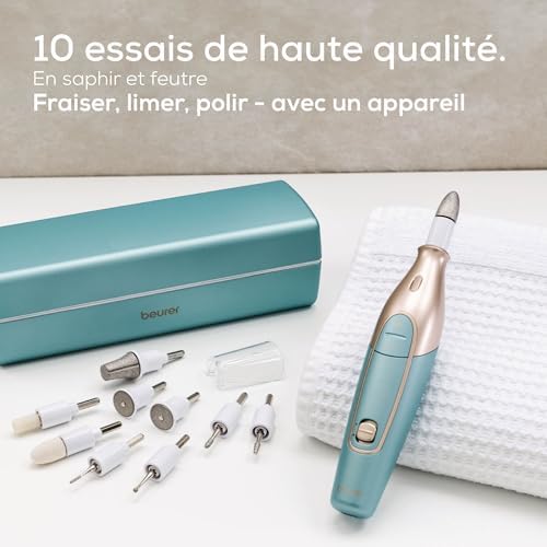 MP 84 Ponceuse pour ongles, lime à ongles électrique avec batterie, 10 embouts, lumière LED, étui de rangement inclus, jusqu'à 4400 tr/min, set d'ongles pour manucure/pédicure
