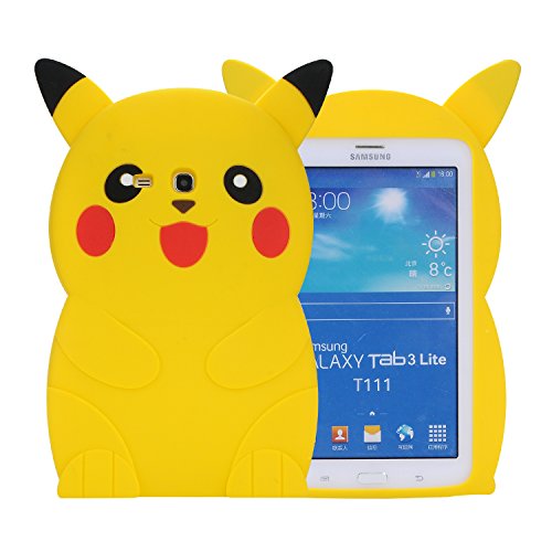 Samsung Galaxy Tab E lite 7.0 & Tab 3 Lite T110/T111 Case，Phenix-Color 3D Cute Soft Silicone [Drop Proof,Shock Proof,Anti Slip] Cartoon Gel Rubber Back Cover Case for Galaxy Tab E Lite 7.0 (#08)