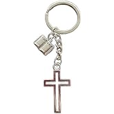 Kysin Chiys Stainless Steel Cross Keychain Holy Bible Pendant Keyring Blessing Keychain Fashion Accessories for Women Men