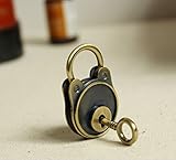 WellieSTR Vintage Look Lever Lock Padlock W/ Keys,Vintage Style Lock Metal Key Cover - Padlock and Key