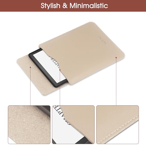 HoYiXi Universal Sleeve Case for 6-inch Kindle/Kobo/Voyaga/Lenovo/Pocketbook/Tolino E-Book E-Reader Lightweight Leather Sleeve Bag Pouch for 6-inch E-Book, White