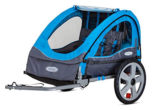 InStep Take 2 Kids/Child Bicycle Tow Behind Trailer, Blue Foldable 2 Passengers (Renewed)