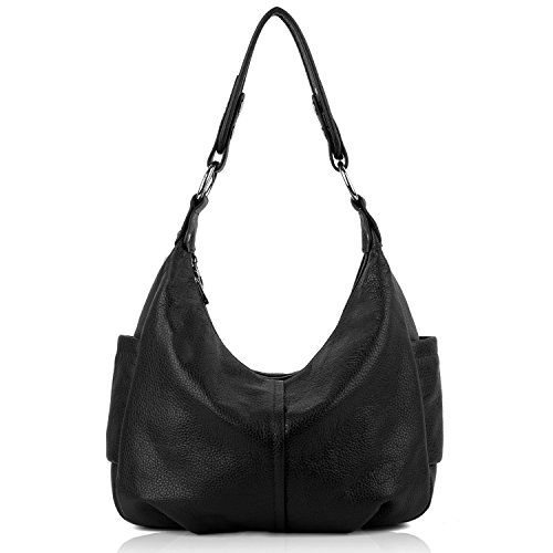 Yaluxe Womens Double Zipper Soft Hobo Style Cowhide Leather Purse