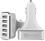 Car Charger: Stalion 5-Port Multiple USB Rapid Travel Adapter for iPhone 6 6s 7 Plus Samsung Galaxy S7 S6 Edge+ GPS Smartphones & Tablets (White)