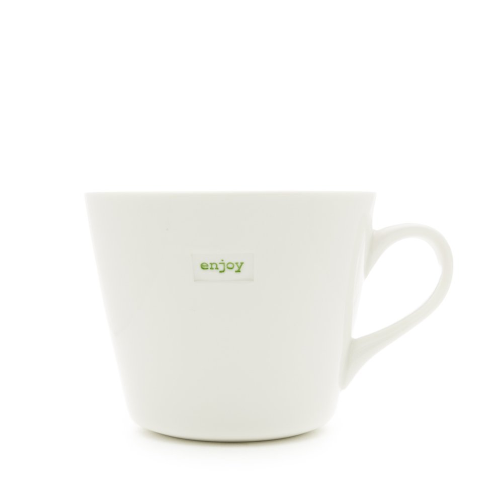 Keith Brymer Jones - Word Range - Standard Ceramic White Mug - Enjoy - 350ml - Gift Boxed