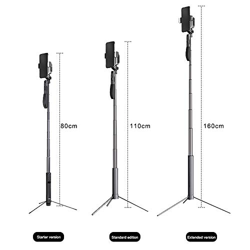 FeliSun Versenkbarer Selfie-Stick mit Stativ, 2 * Fülllicht, Drahtlose Bluetooth-Fernbedienung, Panoramaaufnahme mit Anti-Shake-Stabilisator, Höhe der Metallstange Einstellbar (30-160 cm)