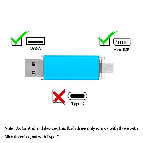 Flash Drive 32GB for Android Phone, Gig Stick OTG, USB2.0 Dual Flash Stick 32GB JBOS Memory Stick, Thumb Drives Pen Drive for Computers & Android Micro Device (Phone Tablet PC Samsung,etc) Light Blue - Thumbnail 4