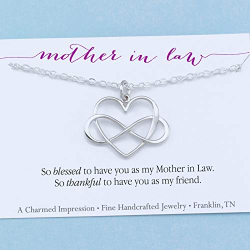 Mother In Law Gift • Infinity Heart Necklace • Sterling Silver • Blessed & thankful to have you as my friend