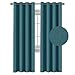 H.VERSAILTEX Linen Blackout Curtain 96 Inches Long for Bedroom/Living Room Thermal Insulated Grommet Linen Curtain Drapes Primitive Textured Burlap Effect Window Drapes 1 Panel - Heather Aegean Blue