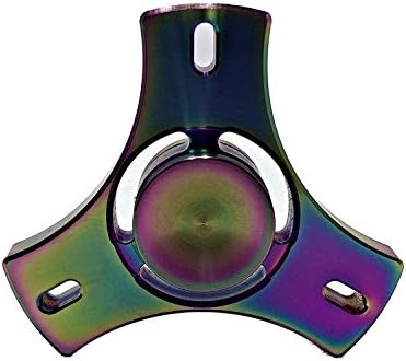 Fidget Family Hand Spinner Fidget Toy Colorful Stainless Steel Metal Tri-Spinner Use Finger or Table Relieve Stress Address ADHD Have Fun Aid Thinking Help Concentration Mental Health (Rainbow)