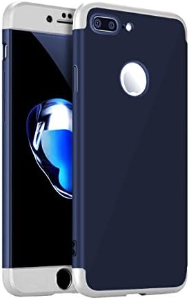 iPhone 7Plus Case Engmoo Ultra Thin Full Body Coverage Shock-Proof Hard PC Case Cover with Tempered Glass Screen Protector for Apple iPhone 7Plus(BlueSliver)