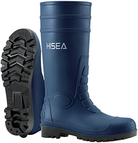 HISEA Men's Steel Toe Rain Boots PVC Rubber Boots, Waterproof