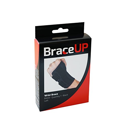 BraceUP Wrist Support Brace with Splints for Carpal Tunnel Arthritis - Left Wrist (S/M)