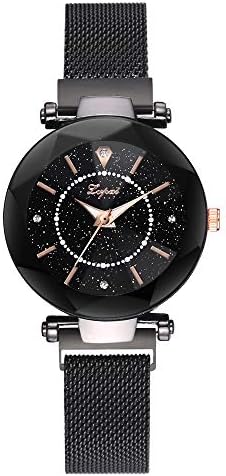 Women's Luxury Fashion Starry Sky Watch Wrist Watch and Bracelet Set Luxury Magnetic Mesh Band Waterproof Dress Watches for Ladies