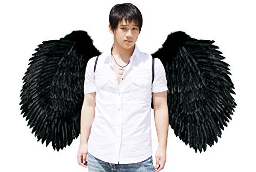 FashionWings (TM) Black XXXL Super Large Wingspan Costume Feather Angel Wings