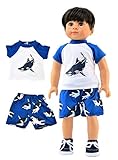 Shark Rash Guard and Swim Trunks -Fits 18