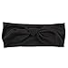 Women Yoga Elastic Bow Hairband Turban Knotted Rabbit Hair Band Headband (Black)