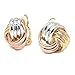 Sparkly Bride Love Knot Clip On Earrings Tricolor Three-tone Gold Plated Women Fashion