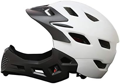 Mylujo Kids Cycle Helmet, Cycling Safety Helmet, Full Covered Kid Helmet Balance Bike Children Full Face Helmet white