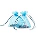 Anleolife 100pcs Blue Sheer Organza Bags 3x4 inch Wedding Party Favor Bags Drawstring Gift Bag Jewelry Candy Sample Organizer Craft Show Business Shopping Bags(Blue)