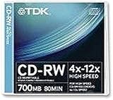 TDK CD-RW 4x-12x High Speed Rewritable Disc 700MB 80min Single Jewel Case view 2