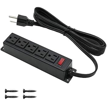 Surface Mounted Power Strip with Switch 5 AC Grounded Outlets Mountable Power Station Adapt to Any Deak Conference Table Wall 4 Screws Included (5AC)