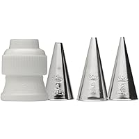 Ateco 380-4 Piece Writing Tube Set, Includes Stainless Steel Tips: 2, 4, 6 & One Standard Coupler, Silver
