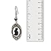 Black Cat Cameo In Silver Finish Frame Dangle Earrings with Black Bead