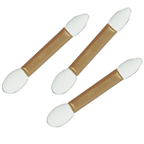 Owill 50Pcs Golden Disposable Double Ended Sponge Brush Eye Shadow Make Up Tools (A, White)