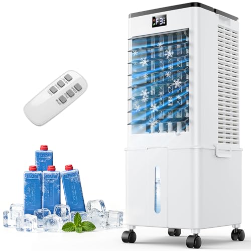 10L Portable Air Conditioner, 4 in 1 Air Cooler Fan with 4 Modes and 3 Speeds, 12H Timer, Integrated Wheels, Mobile Air Conditioner for Home (Graphite Black)