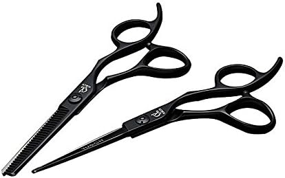 5.5 inch Professional Black Barber 440C Hair Cutting Scissor - Salon Hair Thinning Shear for Hairdresser
